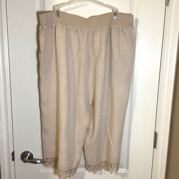 Lungo L'arno Women's Wide Leg Linen Capri Pants Linen Made in Italy Size 2X - Picture 5 of 8